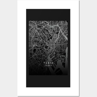 Tokio Japan City Map dark Posters and Art